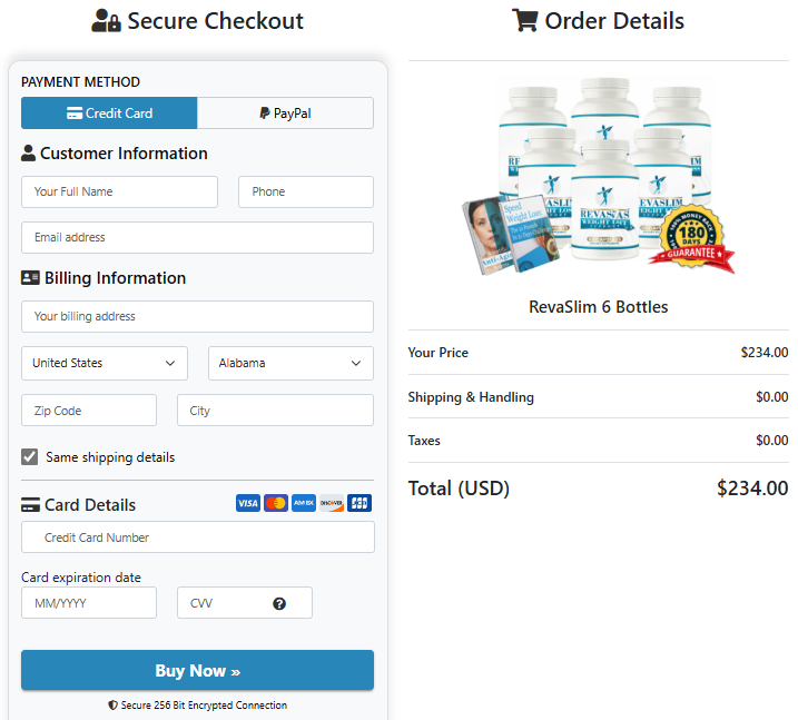 Revaslim Official Website Secure Order Page